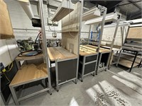 5 Timber Top Work Benches with Overhead Lighting