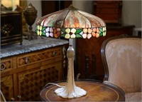 Arts & Crafts floral slag glass table lamp