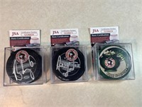 3- Autographed Hockey Pucks W/Certificates