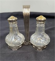 salt and pepper shakers with caddy stamped dirt