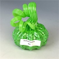 GC Art Glass Green Speckle Pumpkin