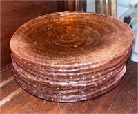 Vintage Textured Amber Dessert Plates - 8
