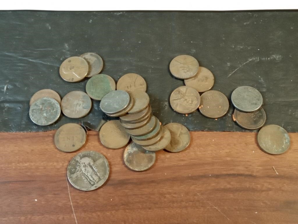 28 wheat pennies + Standing Liberty quarter