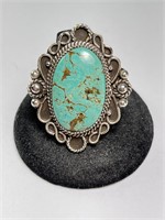 Large Sterling Turquoise Ring 15 Grams Size 9.25