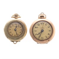 A Pair of Lady's Gold Pendant Watches