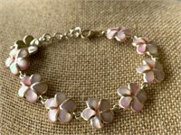 Sterling Silver & Pink MOP Bracelet