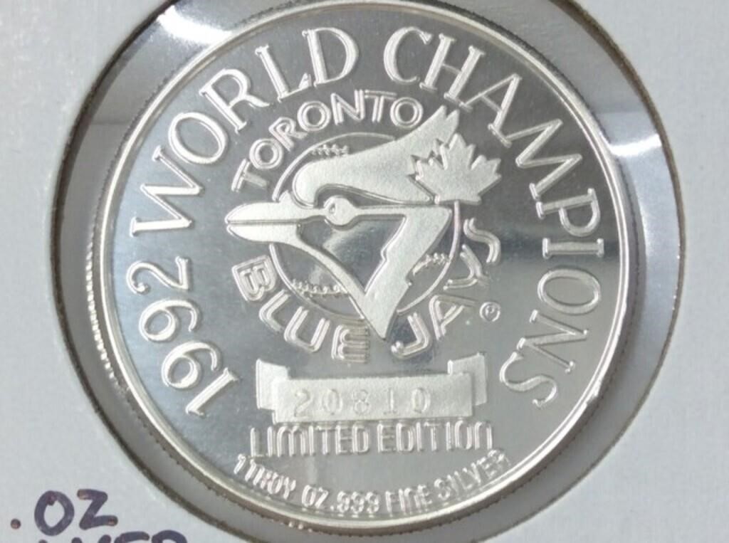 1992 1 Oz. Blue Jays World Series .999