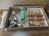 Flat of Misc Stainless & Silverplate Flatware