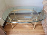 GLASS COFFEE TABLE, 16" T X 36" L X 25 1/2" W