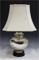 LARGE MERCURY GLASS BALUSTER FORM TABLE LAMP