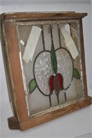 Vintage Window Frame with Broken Stained Glass