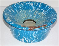 ANTIQUE ENAMELWARE TOBACCO SPITTOON - BLUE SWIRL