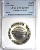 1929 White Medal NNC LZ127 GRAF ZEPPLIN GERMANY