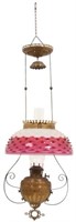 Satin to Cranberry Hobnail Library Lamp