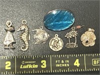 Sterling Silver PIN & Charms 10.19 Grams