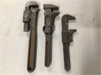 3 ANTIQUE PIPE WRENCHES