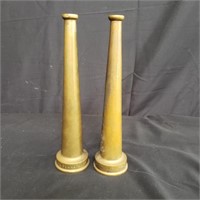 Pair of brass fire hose nozzles