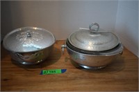 Two Hammered Aluminum Bowls. One w/Pyrex Insert