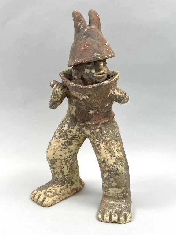 Pre-Columbian Pottery Warrior Statue.