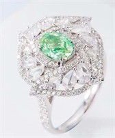 1ct Natural India Green Diamond Ring 18K Gold