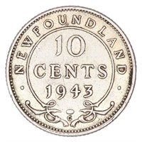 1943 Newfoundland 10 Cent Coin