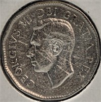 1947 Canada .05¢ Coin Maple Leaf Dot