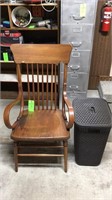 Oak bentwood armchair and hamper