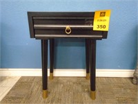 Black End Table with Gold Accents