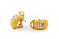 Atsmov 18K Yellow Gold Diamond Huggie Earrings