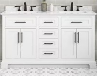 Cambridge Doubhle Sink Bath Vanity White with Carr