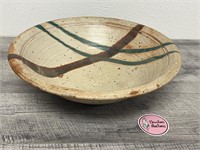 Gorgeous large signed stoneware southwestern bowl