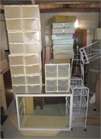 Large group of storage containers, wire rack,