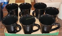 Lot Of 7 Large Black Coffee Mugs