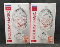 2 Brand New Holiday Magic Candy Dishes Egg Shape