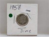 1958 90% Silv Roos Dime