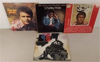 Three Charlie Pride & One Johnny Cash LP Records