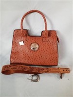 ostrich   handbag and belt