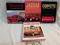 Mustang, jaguar and Corvette  books
