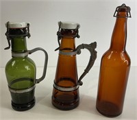 Antique Clip Closer Glass Beer Bottles