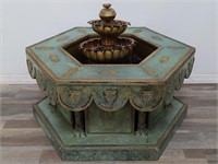 Vintage brass laminated wood fountain with
