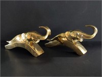 Pair of brass elephants, ca. 1980's, attributed to