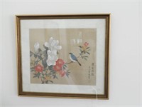 Lot #4958 - Framed Chinese floral and bird