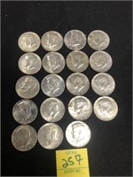 3 Ike Bicentinal Halves, 1972 Kennedy Half,