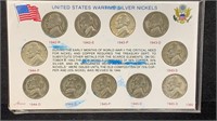 Full Set (11) Jefferson Silver War Nickels