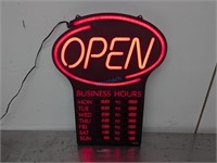 LED 'OPEN' SIGN W/ BUSINESS HOURS, 25.5" X 20"