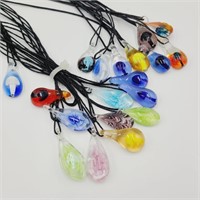 Bundle of Art Glass Mushroom Necklaces