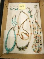 1019c Turquoise & Coral Necklaces & Earrings