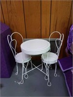 Doll chairs and tables. Table 14x11.