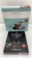 3-piece glass candle holder set / Whisky cubes
