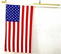 American Flag Printed Cloth With Wood Pole